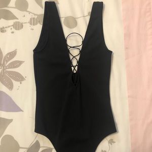 Wilfred free black tie up low v bodysuit